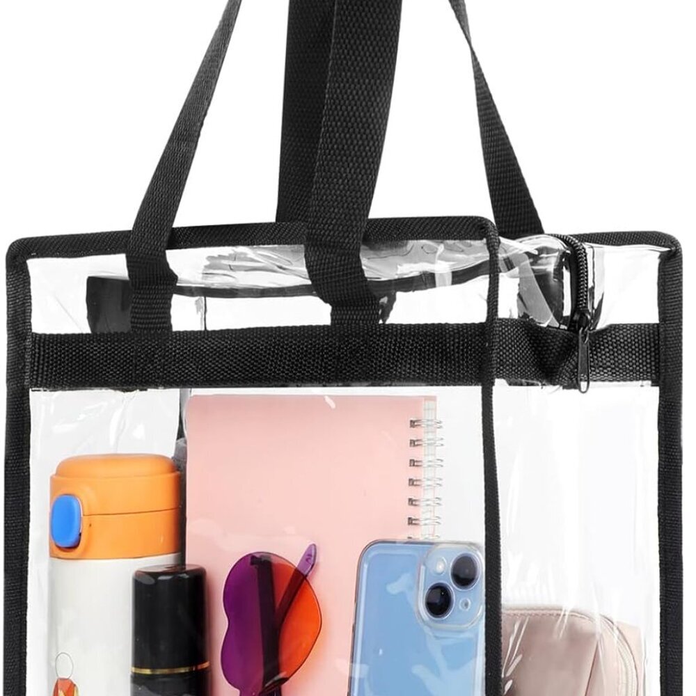 for Stadium Events Approved, 12x6x12 Large Transparent Tote Bag with Zipper for